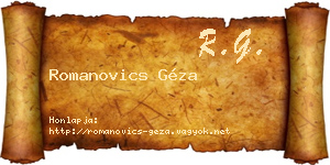 Romanovics Géza névjegykártya